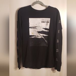 American Eagle Mens Medium black long sleeve tee. Manufacturer distressing